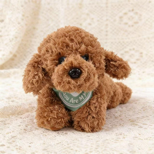 KIRIGAMI Dog Stuffed Animal, Golden Doodle Puppy Plush Toy with Realist Weighted Soft dog stuffed gift for kids，11 inches (Brown Color)