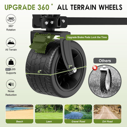 ZENPETIO 49" Collapsible Wagon Cart, 900LBS Heavy Duty Extra Long Folding Utility Wagon, 300L Large Capacity Wagon with Extender All-Terrain Big Wheels with Brakes for Camping, Garden, Sports, Grocery
