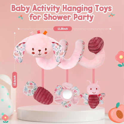 TSYAN Car Seat Toys for Babies 0-6 Months Boy,Baby Spiral Hanging Plush Activity Toys Thank You Gifts for Newborn 0 3 6 9 12 Months Baby Boys Girls