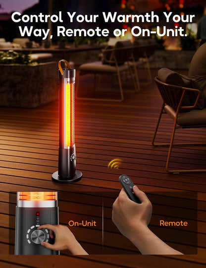 Outdoor Heater for Patio, 32" Infrared Electric Heaters Indoor w/Remote, 1500W, 60° Oscillation, 9H Timer, 9 Heat Level, Tip-Over/Overheating Protection, Safety Lock, for Garage Porch Office Inky
