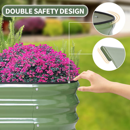 1MORE Galvanized Raised Garden Bed- Planter Garden Boxes Outdoor, Raised Beds for Gardening,Metal Garden Bed Kit for Vegetables Flower, Planter Raised Beds.8x2x1ft Green-2pcs