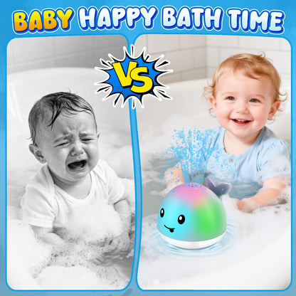 Gigilli Baby Bath Toys, Magnetic Rechargeable Bath Toys for Kids Ages 1-3, Toddler Bathtub Pool Water Table Toys Sprinkler, 1 Year Old Boy Girl Gifts, Light Up Whale Bath Toy for Babies 6-12-18 Months