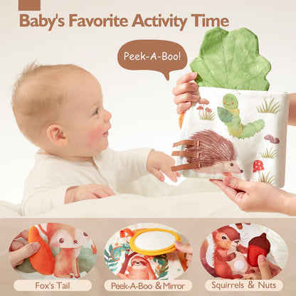 hahaland Baby Books 0-6 Months, Tummy Time Sensory Baby Toys and Baby Tissue Box Toy - Silicone Baby Toys 6-12 Months, Baby Shower Birthday Gifts for Boys Girl