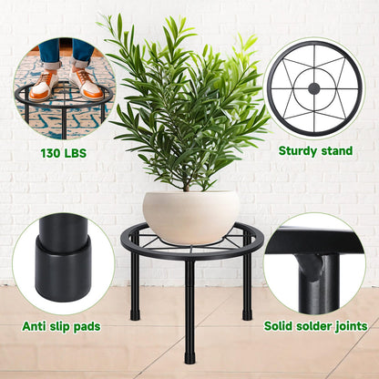 Sbosbo 6 Pack Metal Plant Stands, Heavy Duty Plant Stand for Indoor Outdoor, Anti-Rust Iron Flower Pot Stands Outdoor Plant Holder, Potted Plant Shelf for Living Room Balcony Garden Patio, Black