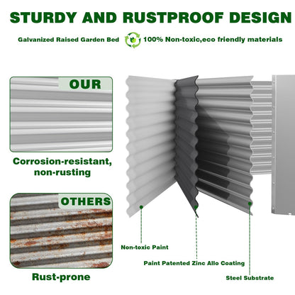 Annzoe 4 Pcs 6 x 3 FT Galvanized Steel Raised Garden Bed, Large Metal Planter Box with Rustproof Finish, Easy Assembly Outdoor Garden Box for Vegetables & Herbs