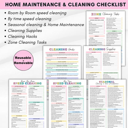 Cleaning Planner, Cleaning Schedule and Checklist Organizer, Daily Weekly Monthly Household Cleaning Planner, Chore Chart Notebook for Home, Family Cleaning Tasks, DIY Home Improvement, Editable Template