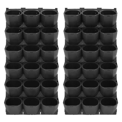 HAOREBAIYU Wall-Mounted Flower Pot Holder for Indoor Outdoor Use on Balcony, Patio, Garden (36-Slot Black)
