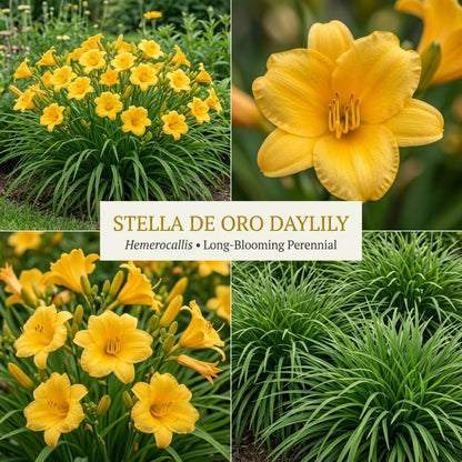 25 Stella de Oro Daylily Plants Live Bare Root Fans, Low Maintenance, Hardy Perennial Flowers, Ideal for Border Gardens, Beds & Outdoor Landscaping