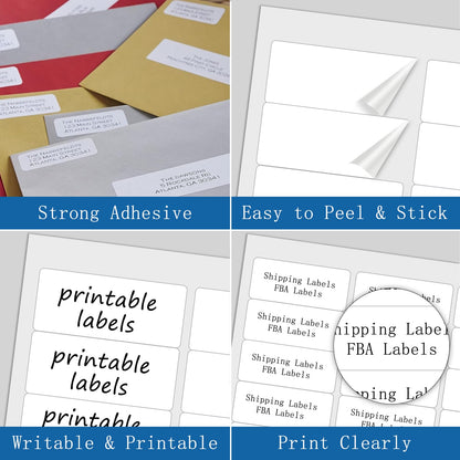 3000 Address Labels, BESTIKER 1” x 2-5/8” Printable Mailing Label for Envelopes, 30up Labels White Stickers for Laser Inkjet Printers, FBA Barcode Label 100 Sheets