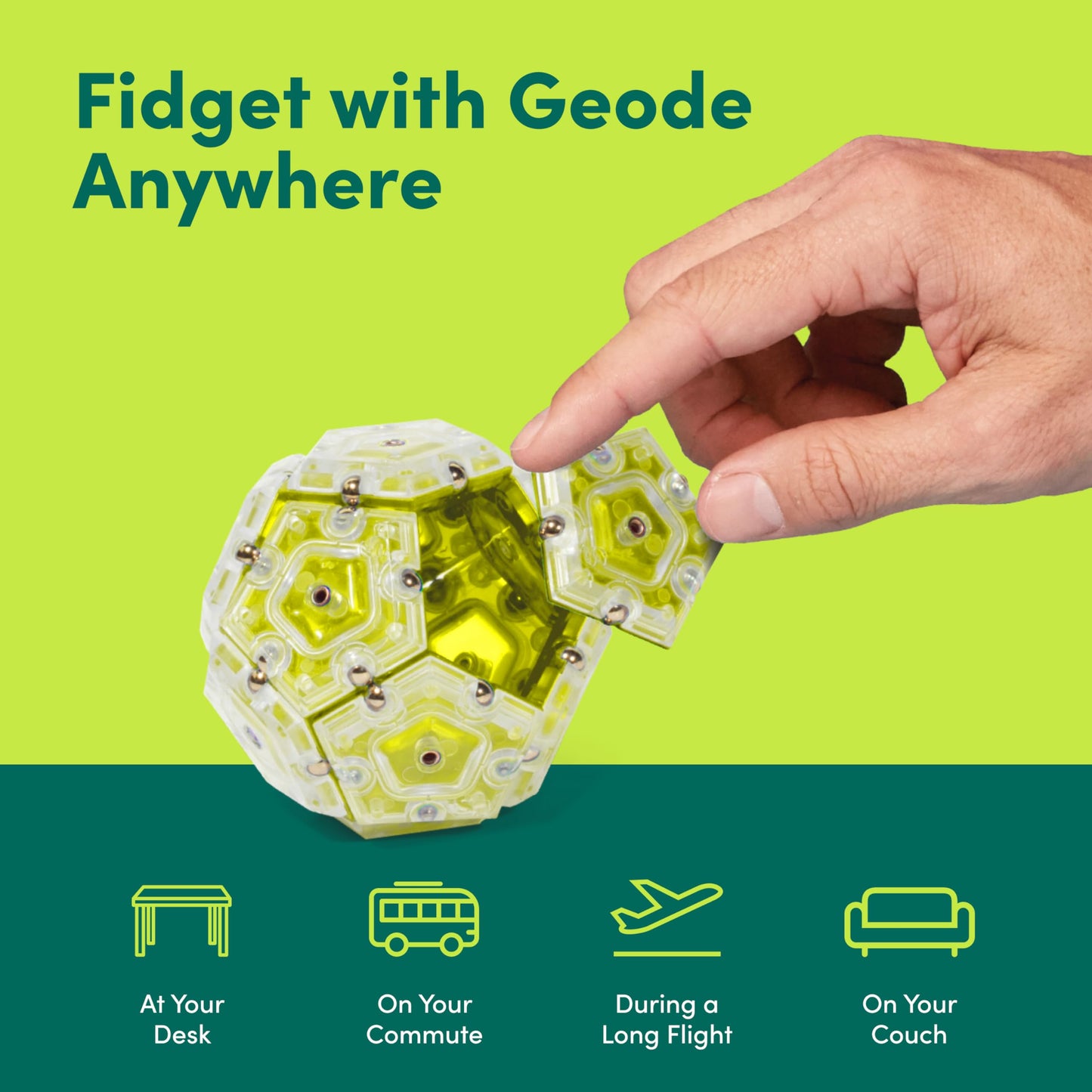 Speks Geode Magnetic Fidget Toy | Sensory Desk Toy for Adults & Teens 14+ | Stress Relief Gift | Sphere, Peridot