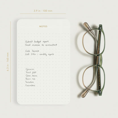 Pinesman - Elegant Desk Notepads for Professionals, Executive's Memo Pads, Minimalist, Gold Foiled, Dotted Layout, 3 Pack, 225 Sheets Total (75 Each), 6.3" x 3.9”, 80 GSM, Eco-friendly, FSC™ Certified Small Notepad