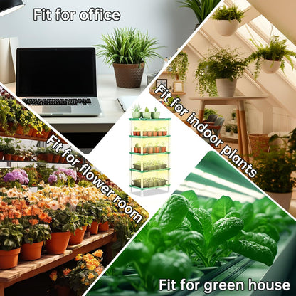 RooTrimmer 5-Tier Seed Starter Tray, Plant Stand with Grow Lights Full Spectrum Sunlike Plant Light for Indoor/Greenhouse Small Plant Pots, Cell Trays, Succulents, Seedlings Gardening
