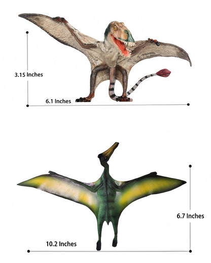 Gemini&Genius Pterosau Dinosaur Toys for Kids, Pterosaur Toy Figure, Flying Dinosaur Toys, Pterodactyl Toys, Pteranodon Figure Toys, Gifts or Cake Toppers for Kids（2Pcs）