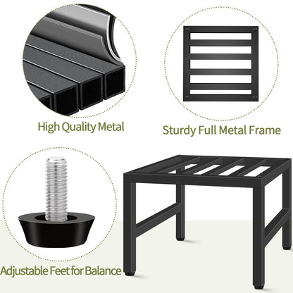 LLAXERGU Plant Stand Indoor Outdoor, Heavy Duty Wrought Iron Pedestal Stands Metal Plant Stand for Indoor Outdoor, Sturdy Low Flower Stand Display Planter Shelf, 2pcs, Black