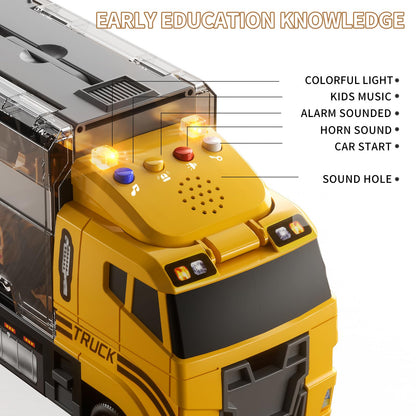 TEMI Construction Truck Set with Play Mat, Carrier Truck Toys for Kids Toddlers, Die-Cast Metal Toy Car Set, Christmas Birthday Gift for Age 3 4 5 6 + Years Old Boys Girls