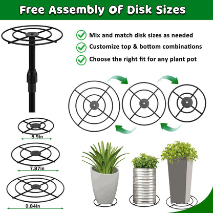 VICAMB 1 Pack Adjustable 6-10.5in Plant Risers for Inside Pots,Metal Planter Lift Inserts Fillers Risers for Tall Square Round Taper Large Pots(5.9" 7.87" 9.84" Base or Top)
