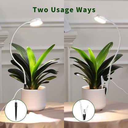 LORDEM Grow Lights for Indoor Plants, Clip-on Gooseneck Plant Lights for Indoor Growing，Full Spectrum LED Plant Light with 5 Dimming Levels,Auto On/Off Timer (6/8/12/16 Hrs),White,1 Pack