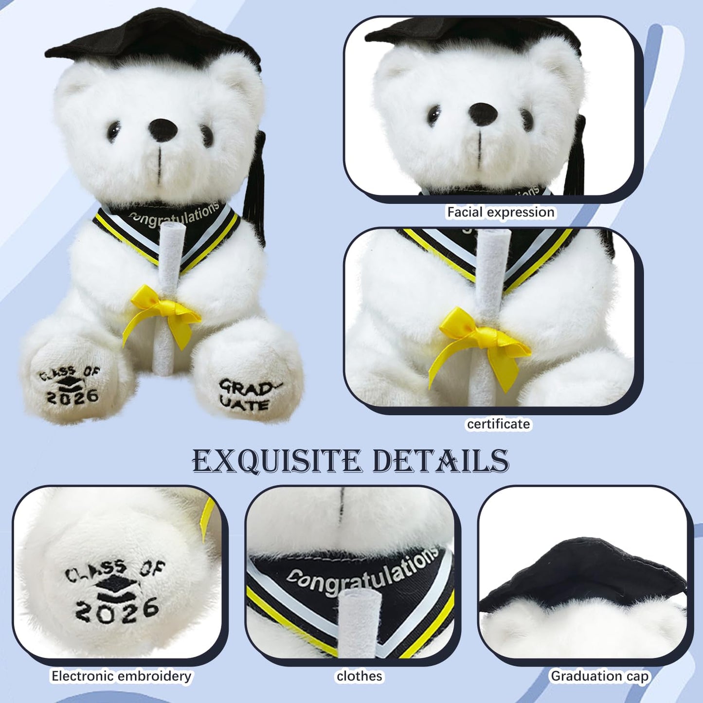 Ziyutam Graduation Bear Gifts for Class of 2026 Graduation Plush, Teddy Bear Stuffed Animal with Cap and Gown College High School Graduation Gifts for Boys & Girls