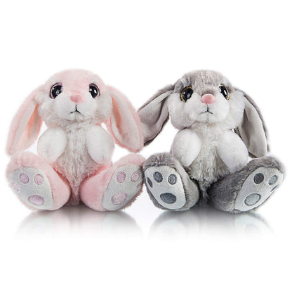 My OLi 2 Pack Easter Bunny Stuffed Animals 7 Inch Small Stuffed Bunny Soft Plush Rabbit Toys with Floppy Ears Bedtime Friend Soft Toy Easter Gifts for Kids Girls & Boys, Gray & Pink
