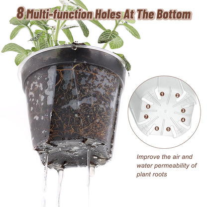 Clear Nursery Pots with Drainage, 30 Pack Transparent Plastic Orchid Planters, 6 Sizes Plant Pots 9.5/8.5/7/6/4.7/4 Inch with 30 Plant Labels for Seedlings, Succulents, Indoor/Outdoor Repotting