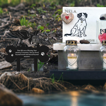Rngmsi Metal Pet Grave Markers Dog, Dog Memorial Grave Markers Outdoor, Garden Plaque Decorations for Cemetery Pets (8 X 12 Inches)