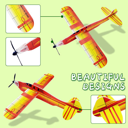 8" Airplane Toy,12 Different Designs Planes Toys For Boys,Foam Glider Planes Toys,Birthday Favors Lightweight Paper Airplanes,Individually Packed Outdoor Flying Toys,Party Favors For kids 8-12(24 PCS)