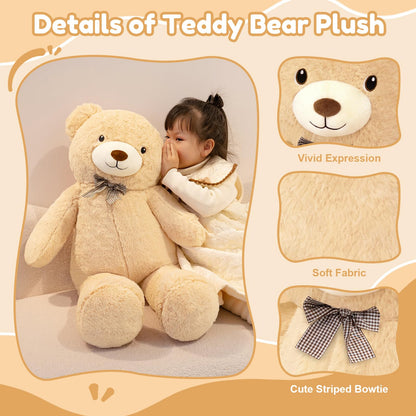 SQEQE Giant Teddy Bear Stuffed Animals 39 in, Large Teddy Bear Plush for Kids Adults, Cute Huge Plushies for Birthday Valentine's Gift