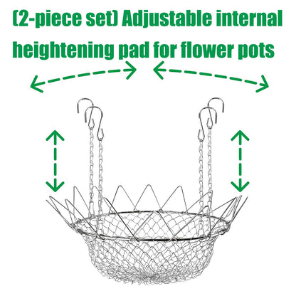 Obotsnoi 2 Pack Adjustable Planter Inserts for Large Receptacles with 12 to 18 Inch Opening Fit and Rust Build Outdoor Container Planner Stainless Steel Plant Elevator