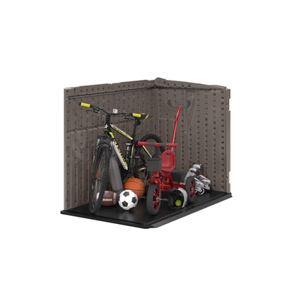Suncast 5.9 ft. x 3.7 ft Horizontal Stow-Away Storage Shed - Natural Wood-Like Outdoor Storage for Trash Cans and Yard Tools - All-Weather Resin, Hinged Lid, Reinforced Floor - Made in The USA