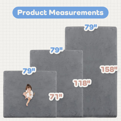 PAPAMAT 1.3" Thick Baby Floor Play Mat 79x118, Basic Padded Foam Mat for Tummy Time Crawling, Non Slip Cushioned for Babies Toddlers Infants Kids (Dark Grey)