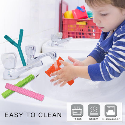 Sensory Chew Toys for Autistic Children, 4 Pack Silicone Chew Tube Teething Sticks Toys for Autism, ADHD, SPD, Chewies with Special Needs, Oral Motor Chewy Tool for Sensory Kids Chewer