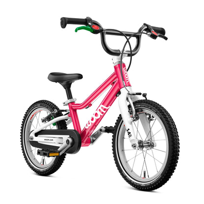 woom GO 2 Bicycle for Children 3 to 4.5 Years Old, 14-Inch Lightweight Bike with Handbrake, Steering Limiter & Chainguard for Boys & Girls - GO 2 - Hot Pink