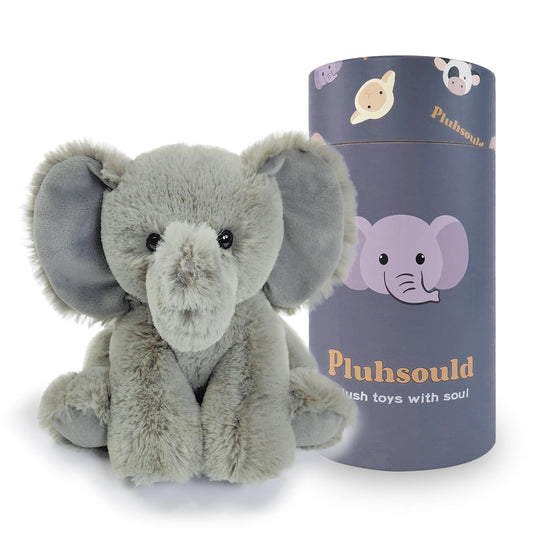 Pluhsould Microwavable & Weighted Stuffed Animals,Elephant Stuffed Animal 8.5 Inch, 1.1 Lbs,Cute Soft Plush Toys for Boys, Girls, Babies & Toddlers（Lightly Scented with Chamomile