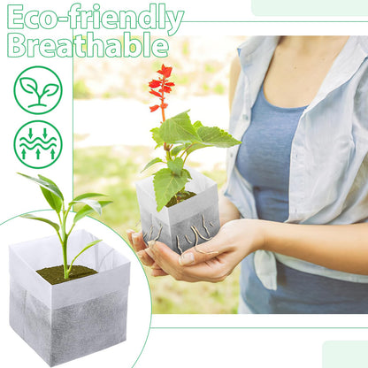 Augshy Nursery Growing Bags, 200Pcs Plant Grow Bag Non-Woven Fabric Seedling Pots Seedling Bag for Planting Seed Starting Pots Pouches for Vegetable Flower Fruit Saplings Tree (9" x 9")