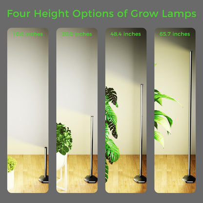 JarryStart Grow Lights for Indoor Plants with Timer, 192 LEDs 42W Vertical Full Spectrum Grow Light 65 Inch Standing Grow Lights 3 Light Modes 5-Level Dimmable Wide Coverage