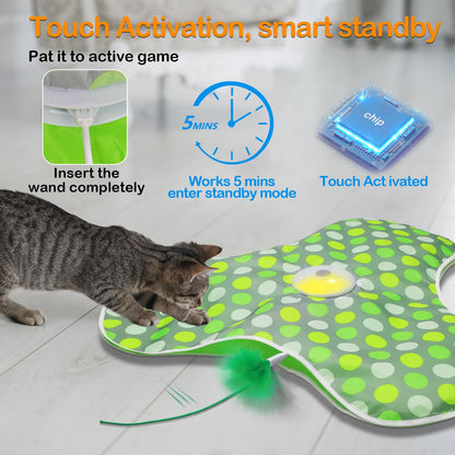 umosis Interactive Cat Toys Rechargeable,Moving Concealed Feathers,Real Mouse Squeaky,Touch Activated Cat Kitten Toy Exercise Toys for Indoor Bored Adult Cats