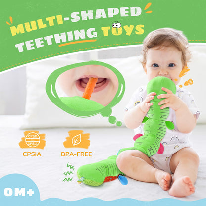AWOTOY Baby Toys 6-12 Months Music Caterpillar,Stuffed Animals Infant Toys 0-3-6 Months,Baby Sensory Toys Tummy Time with Crinkle Rattle Teething Toys Boys Girls Gifts Birthday Easter Basket Stuffer