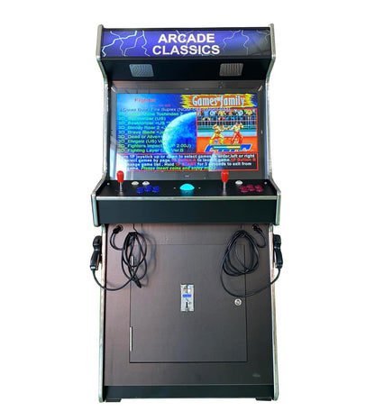 TOP US VIDEO ARCADES Full Size Commercial Grade Upright Standup Arcade Machine 2 Player 4500 Games 32 inch Screen Black with 2 Shooting Guns