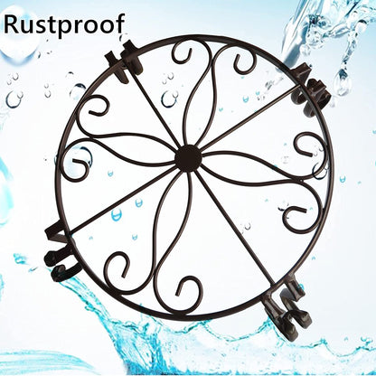 DearyHome 2 Pack 12" Plant Stands, Heavy Duty Rustproof Metal Plant Holders for Indoor and Outdoor Use, Wrought Iron Round Flower Stands for Patio, Balcony, and Garden (Bronze)