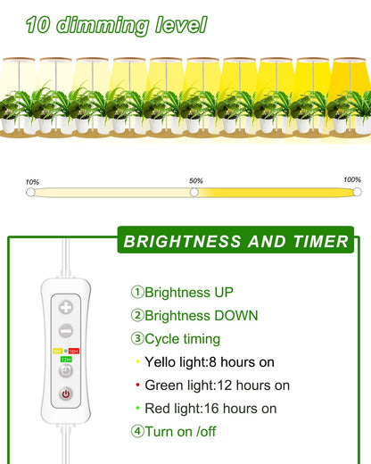 Plant Grow Light for Indoor Plant,Bamboo Mini LED Grow Light Garden,Height Adjustable,Automatic Timer with 8/12/16 Hours，1 Pack