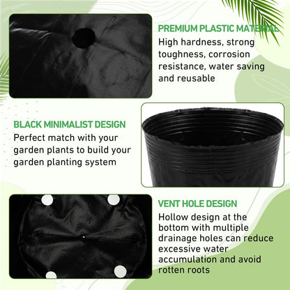 Ferrochef 60 Pcs Nursery Bags 0.2 & 0.6 & 2 & 3 Gallon Thicken Soft Plastic Seedling Pots Seed Plant Bags with Drainage Holes for Large Flowers Trees Vegetables Indoor Outdoor Women Gardening Gifts