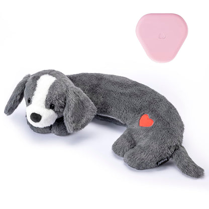 Moropaky Heartbeat Puppy Toys Dog Heartbeat Toy for Anxiety Relief Calming Aid, Heartbeat Stuffed Animal for Puppy Dog Comfort Sleep Aid Crate Training, Puppy Essentials, Dark Gray