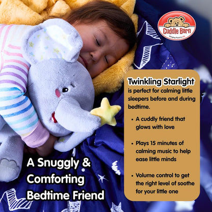 Cuddle Barn - Twinkling Starlight | Animated Musical Elephant Stuffed Animal Baby Plush Toy with Soothing Light and Volume Control Plays 15 Minutes of Lullabies, 11 inches