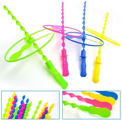 Sepco 40 Pcs Flying Disc Toy Twisty Helicopter Spin Copter Plastic Propeller Flyer Saucers with Launchers Outdoor Toy Kids Party Favors Gifts