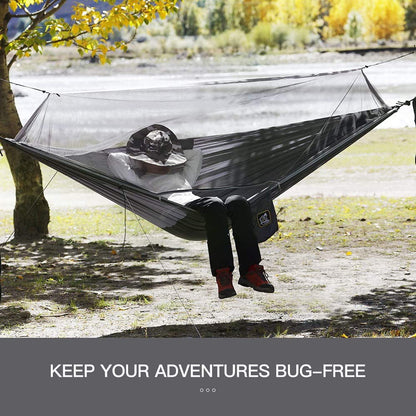 Miztli Camping Hammock with Net and Rain Fly, Portable Lightweight Outdoor Hammock Tree Travel Backpacking Hammock Tent with 20Ft(Total) Tree Straps, Perfect for Camping Hiking Yard Adventure Survival