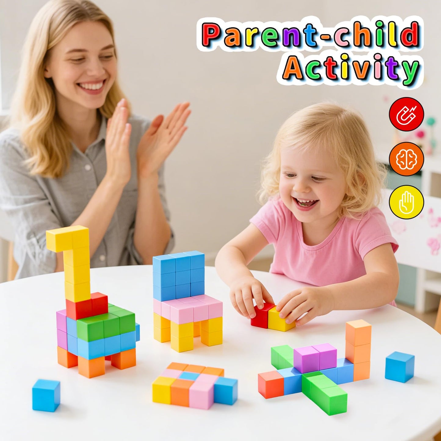 TOKBLOK Magnetic Blocks, 40PCS Rainbow Magnetic Building Blocks for Kids Ages 3 4 5 6 Year Old, Autism Montessori Sensory Magnet Cubes, STEM Learning Educational Magnet Toys Gifts for Girls & Boys
