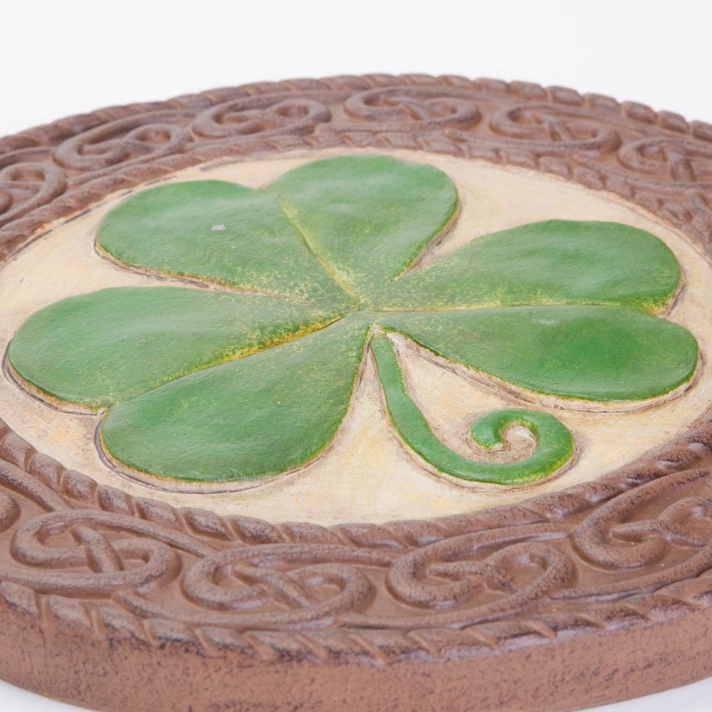 Bits and Pieces - Shamrock Garden Stone - Give The Gift of Luck - Hand Painted Outdoor Garden Décor with Intricate Celtic Knotted Border