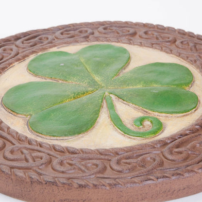 Bits and Pieces - Shamrock Garden Stone - Give The Gift of Luck - Hand Painted Outdoor Garden Décor with Intricate Celtic Knotted Border
