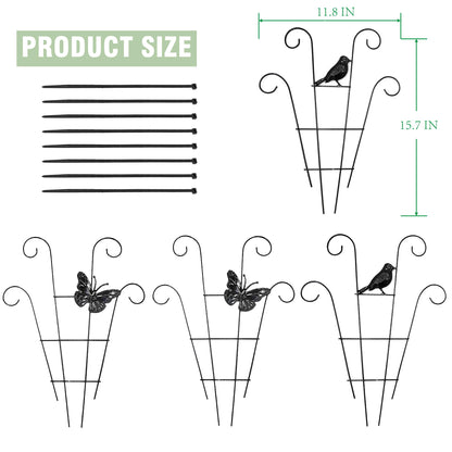LONCHDAN Indoor Plant Trellis for Climbing Plants Indoor Trellis Indoor Metal Trellis 4 Pack for Garden Plants Support Small House Plant Trellis for Vines, Flower