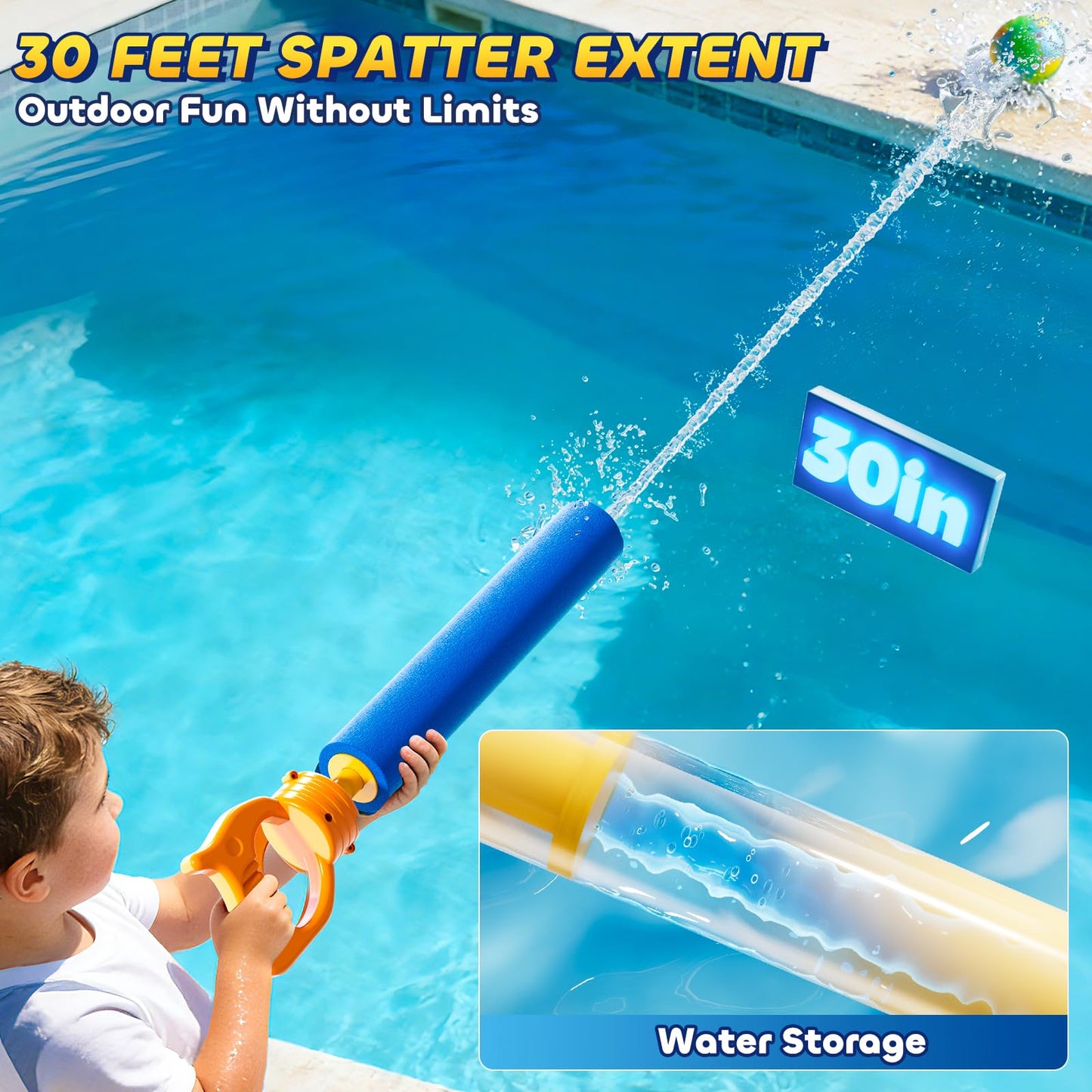 KIZONLY 6 Pack Water Squirter for Kids, Foam Water Pool Squirt Toy, Outdoor Swimming Beach Water Play, Pool Backyard Party Activities Birthday Gift Toy for Toddler Kid Ages 1-3 4-8 8-12